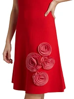Penelope 3D Floral Tulle-Embellished Midi-Dress