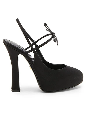 125MM Satin Slingback Platform Pumps