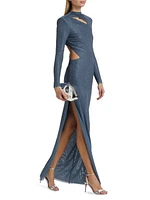 Rhinestone Gathered Gown