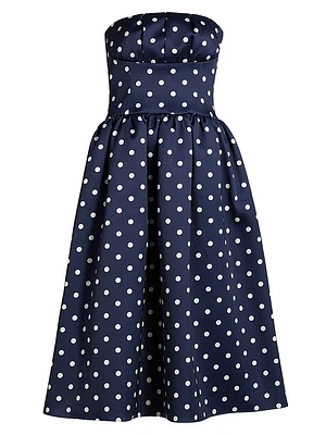 Polka Dot Satin Midi-Dress