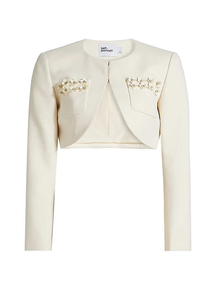3D Sequin Crepe Cropped Jacket