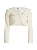 3D Sequin Crepe Cropped Jacket