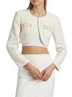 3D Sequin Crepe Cropped Jacket