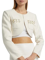 3D Sequin Crepe Cropped Jacket