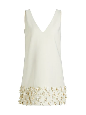 Floral Appliqué Crepe Minidress