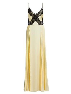 Satin Lace Maxi Dress