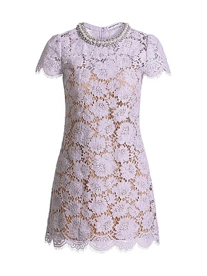 Embellished Lace A-Line Minidress