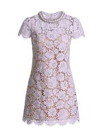 Embellished Lace A-Line Minidress