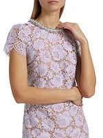 Embellished Lace A-Line Minidress