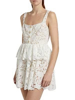 Lace Tiered Peplum A-Line Minidress