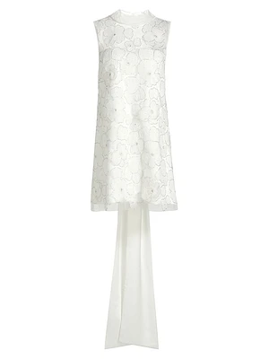 Embellished Tulle & Satin Bow Minidress