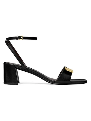 Gigi Leather Block-Heel Sandals