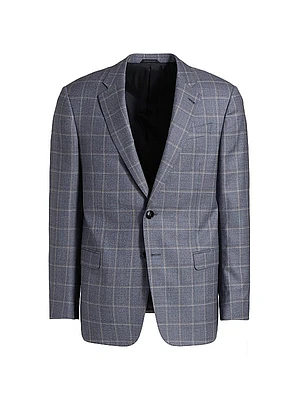 Windowpane Plaid Wool Sport Coat