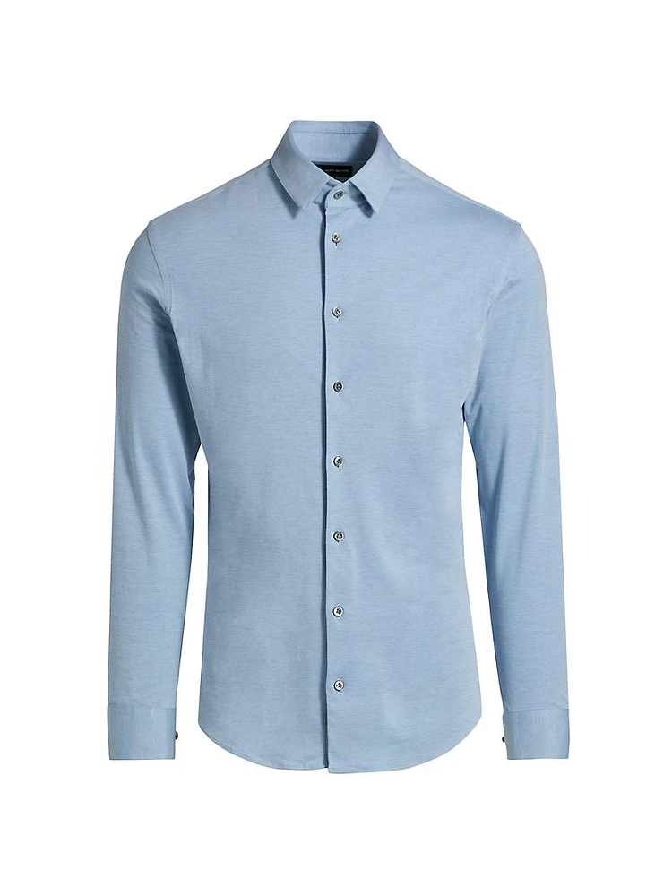 Cotton-Blend Jersey Button-Front Shirt