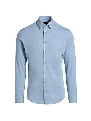 Cotton-Blend Jersey Button-Front Shirt