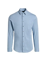 Cotton-Blend Jersey Button-Front Shirt