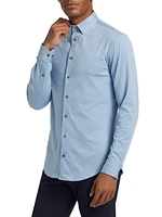 Cotton-Blend Jersey Button-Front Shirt