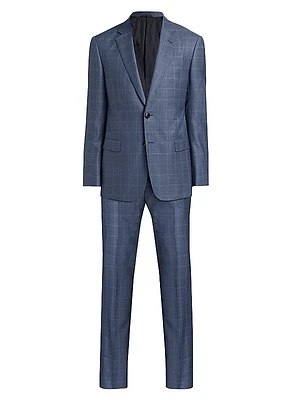 Faded Window Plaid Wool Suit