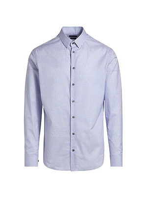 Mini-Plaid Button-Front Shirt
