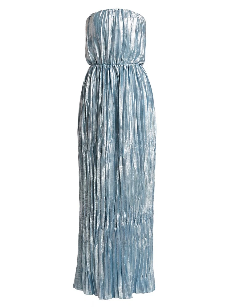 Florence Pleated Shimmer Maxi Dress