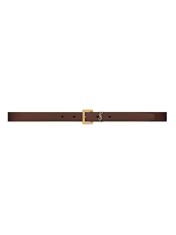 Cassandre Thin Belt with Square Buckle in Smooth Leather