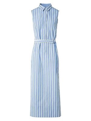 Striped Sleeveless Midi-Shirtdress