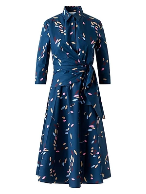 Confetti Printed Cotton Wrap Midi-Dress