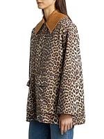 Leopard-Print Canvas Midi Jacket