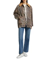 Leopard-Print Canvas Midi Jacket