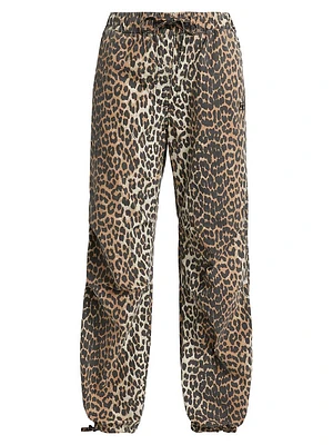 Leopard Cotton Drawstring Pants
