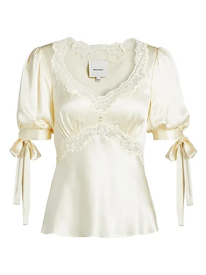 Dolly Lace-Trimmed Silk Blouse