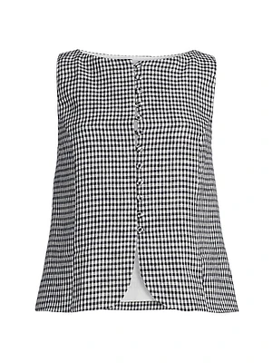Addison Gingham Linen Vest