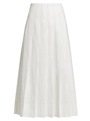 Zinnia Pleated Stretch Cotton Maxi Skirt