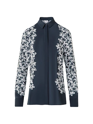 Daisy Print Crêpe De Chine Blouse
