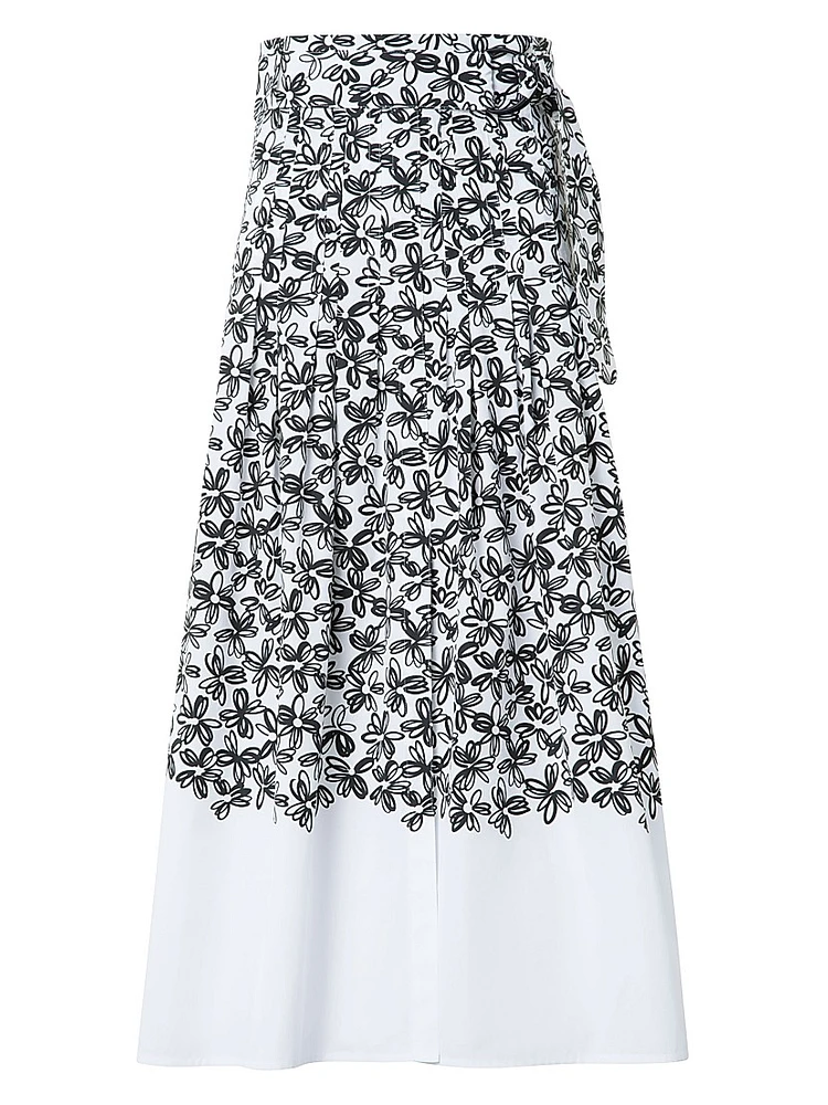 Daisy Print Midi-Skirt