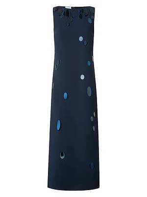 Sleeveless Lasercut Crepe Maxi Dress