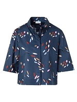 Polka Dot Print Crop Short-Sleeves Shirt