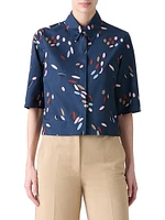 Polka Dot Print Crop Short-Sleeves Shirt