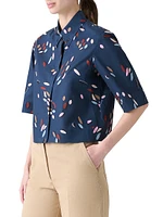 Polka Dot Print Crop Short-Sleeves Shirt