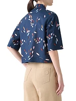 Polka Dot Print Crop Short-Sleeves Shirt