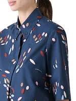 Polka Dot Print Crop Short-Sleeves Shirt