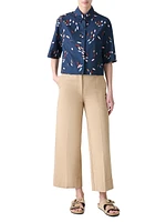 Polka Dot Print Crop Short-Sleeves Shirt