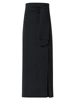 Jersey Tie-Waist Pencil Midi-Skirt