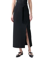 Jersey Tie-Waist Pencil Midi-Skirt