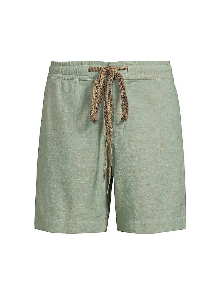 Chambray Drawstring Shorts