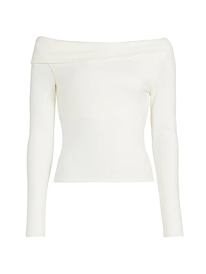 Elio Knit Off-the-Shoulder Long-Sleeve Top