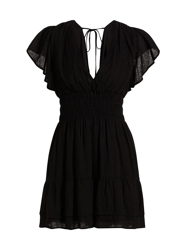 Kimora Flutter-Sleeve Minidress