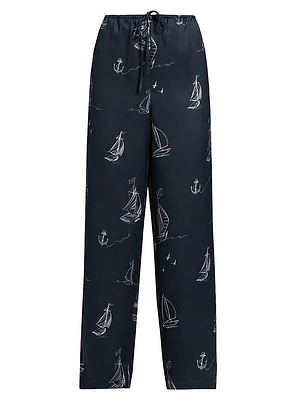 Damani Abstract Twill Wide-Leg Pants