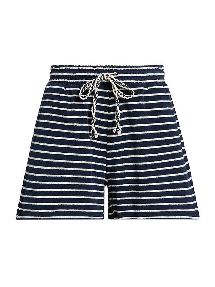 Teddy Striped Cotton Terry Shorts