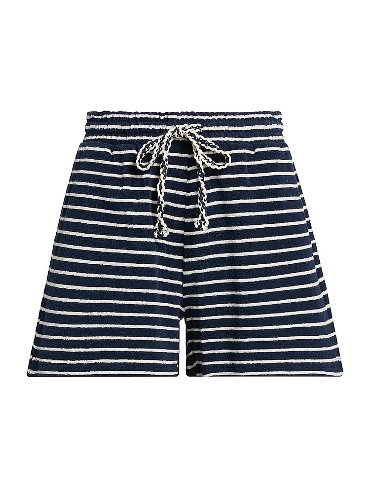 Teddy Striped Cotton Terry Shorts